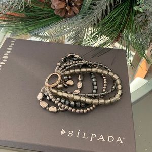 Silpada Sterling Silver Hematite HAILSTONE Stretch